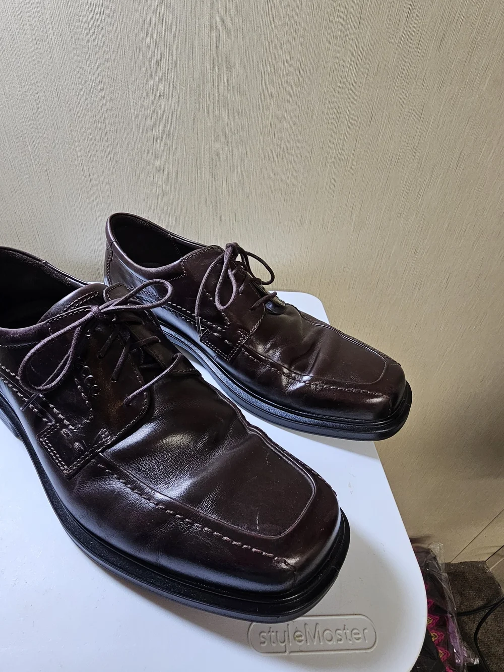 ECCO Men's Brown Leather Oxford Dress Shoes EU 45 US 11-11.5 Lace Up Comfort